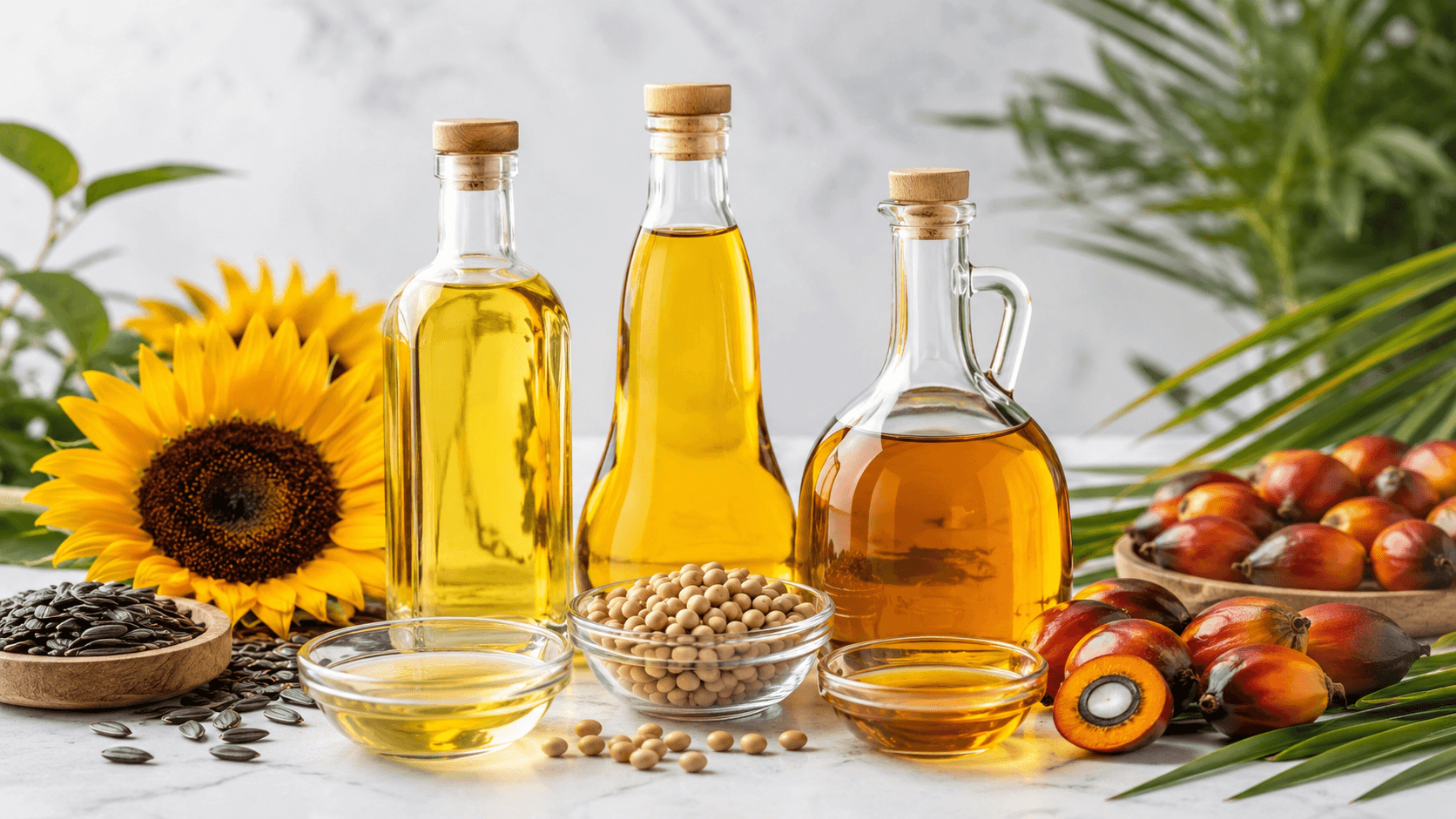 Premium edible oils packed for international export
